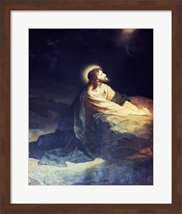 Framed Christ in the Garden of Gethsemane Heinrich Hoffmann (1824-1911 German) Print