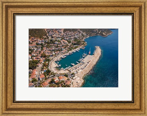 Framed Kas Harbor, Aerial, Antalya, Turkey Print