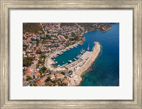 Framed Kas Harbor, Aerial, Antalya, Turkey Print