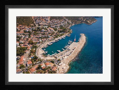 Framed Kas Harbor, Aerial, Antalya, Turkey Print