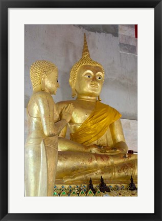 Framed Golden Buddha statue at Khunaram Temple, Island of Ko Samui, Thailand Print