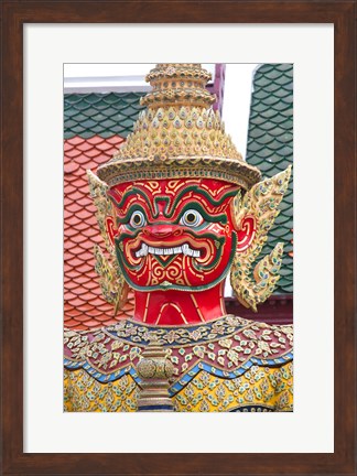 Framed Buddhist mythology yaksa, Temple of the Emerald Buddha, Bangkok, Thailand Print
