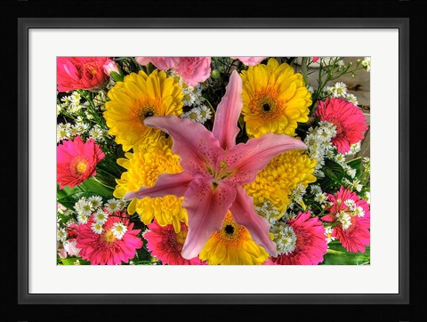 Framed Thailand, Bangkok Close-up of flowers on display at market Print