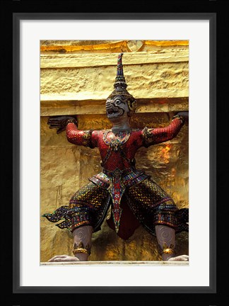 Framed Thai Guardians and Detail of the Grand Palace, Bangkok, Thailand Print