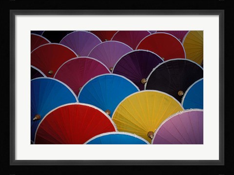 Framed Colorful Umbrellas at Umbrella Factory, Chiang Mai, Thailand Print