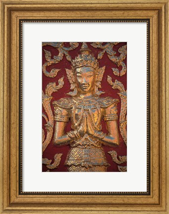 Framed Gold Leafed Deatil at Wat Doi Suthep, Chiang Mai, Thailand Print