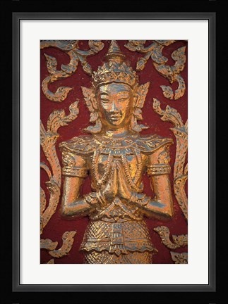 Framed Gold Leafed Deatil at Wat Doi Suthep, Chiang Mai, Thailand Print