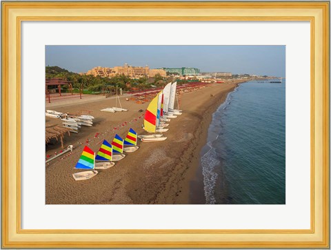 Framed Sailboats on the Beach, Belek, Antalya, Turkey Print