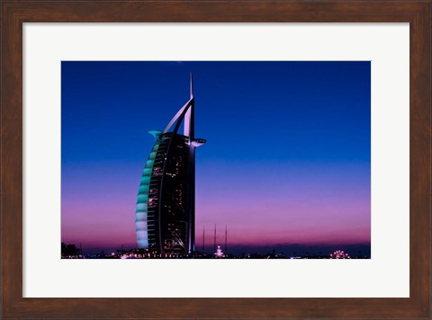 Framed Sunset at the Burj Al Arab, Dubai, United Arab Emirates Print