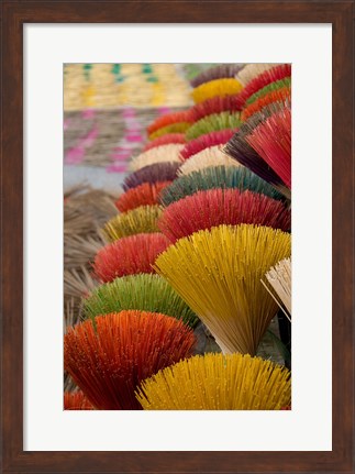 Framed Colorful handmade incense sticks, Da Nang, Vietnam Print