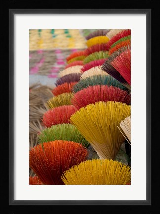 Framed Colorful handmade incense sticks, Da Nang, Vietnam Print