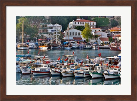 Framed Old Harbor and boats in reflection Antalya, Turkey Print