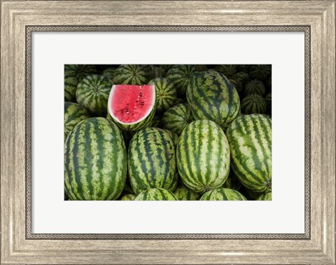 Framed UAE, Abu Dhabi Watermelon at the market Print