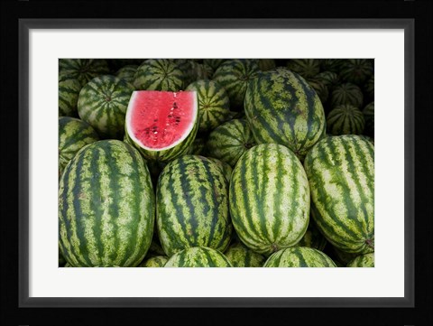 Framed UAE, Abu Dhabi Watermelon at the market Print