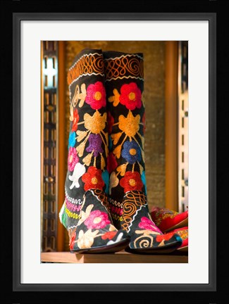 Framed Display of Shoes For Sale at Vendors Booth, Spice Market, Istanbul, Turkey Print