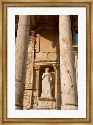 Framed Turkey, Kusadasi, Ephesus, Celsus Library statue detail Print