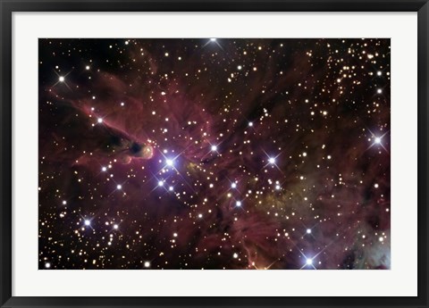 Framed Cone Nebula and Christmas Tree Cluster Print