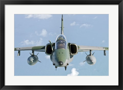Framed Brazilian Air Force Embraer A-1B soars through the sky over Brazil Print