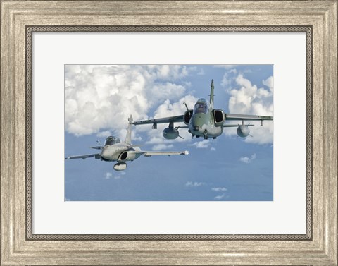 Framed Dassault Rafale of the French Air Force and an Embraer A-1B of the Brazilian Air Force Print