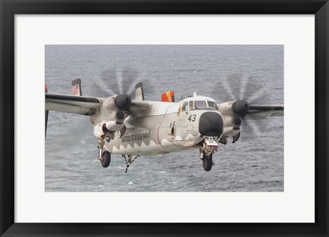 Framed C-2A GreyhoundP repares for Landing Aboard the USS George HW Bush Print