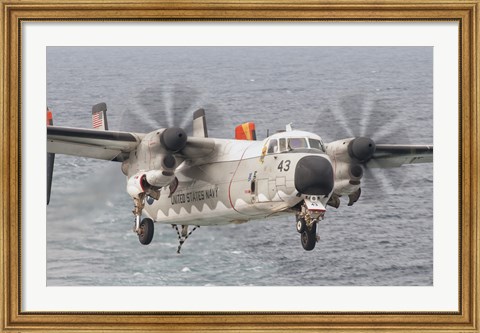 Framed C-2A GreyhoundP repares for Landing Aboard the USS George HW Bush Print