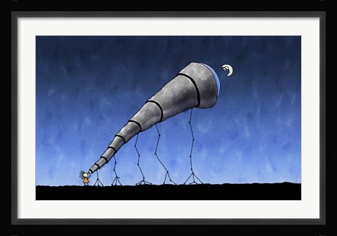 Framed Moon Through a Telescope Print