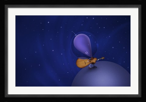 Framed Guitar Playing Martian Print