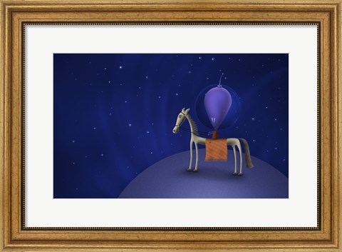 Framed Guitar Playing Martian on a Horse Print