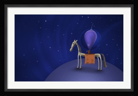 Framed Guitar Playing Martian on a Horse Print