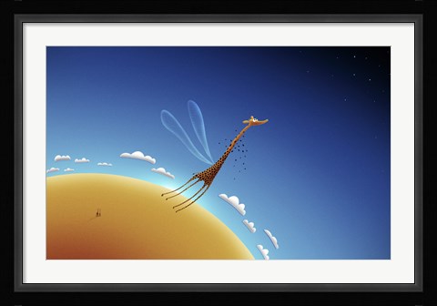 Framed Giraffe Learning to Fly Print