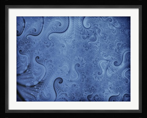 Framed Abstract Illustration in Blue Print