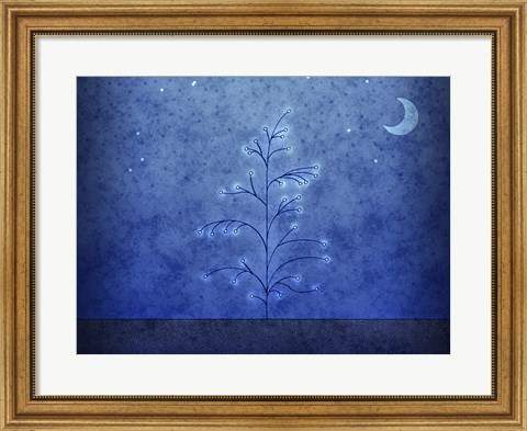 Framed Tree and First Snowfall in Blue Print