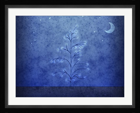 Framed Tree and First Snowfall in Blue Print