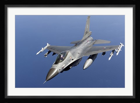 Framed Dutch F-16AM Over the Mediterranean Sea (top view) Print
