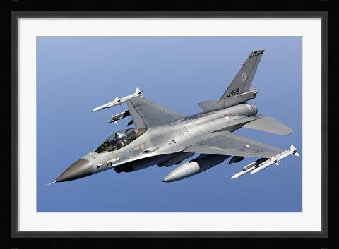 Framed Dutch F-16AM Over the Mediterranean Sea (close up) Print