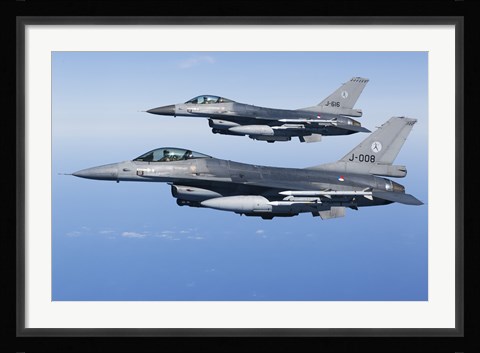 Framed Two Dutch F-16AMs Over the Mediterranean Sea (side view) Print