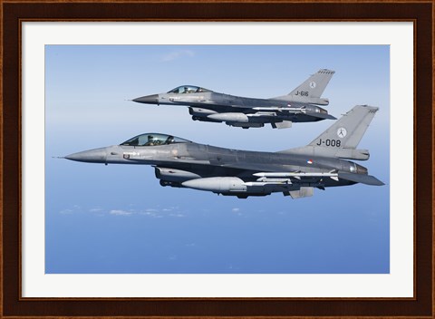 Framed Two Dutch F-16AMs Over the Mediterranean Sea (side view) Print