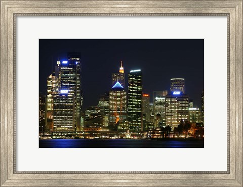 Framed Sydney CBD at Night, Sydney Cove, Australia Print