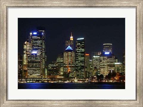 Framed Sydney CBD at Night, Sydney Cove, Australia Print