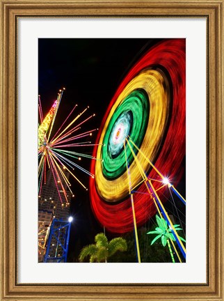 Framed Amusement Park at Night, Surfers Paradise, Gold Coast, Queensland, Australia Print