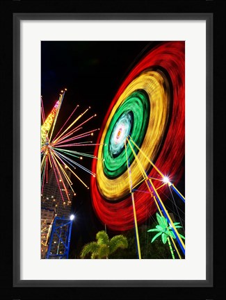 Framed Amusement Park at Night, Surfers Paradise, Gold Coast, Queensland, Australia Print