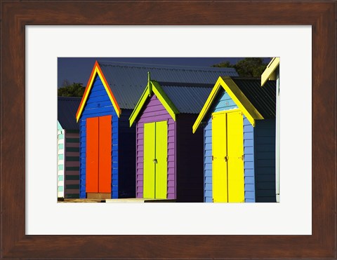 Framed Bathing Boxes, Middle Brighton Beach, Port Phillip Bay, Melbourne, Victoria, Australia Print
