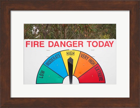 Framed Fire Danger Warning Sign, Queensland, Australia Print