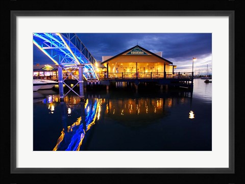 Framed Fisherman's Wharf Tavern, Mariners Cove, Gold Coast, Queensland, Australia Print