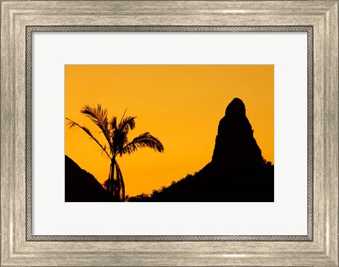 Framed Sunset over Glass House Mountains, Sunshine Coast, Queensland, Australia Print