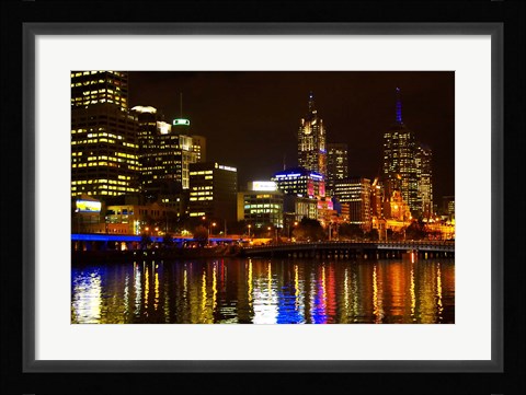 Framed Yarra River, Queens Bridge and CBD, Melbourne, Victoria, Australia Print