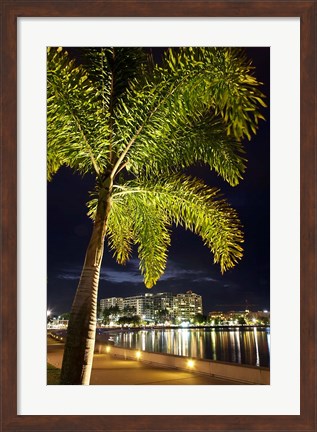 Framed Cairns, waterfront at night, North Queensland, Australia Print