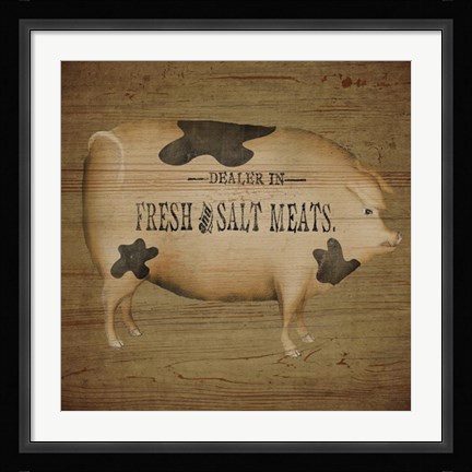 Framed Pig Sign Print