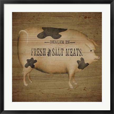 Framed Pig Sign Print