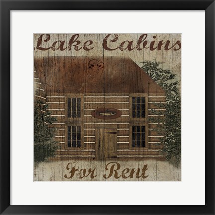 Framed Lake Cabin Print